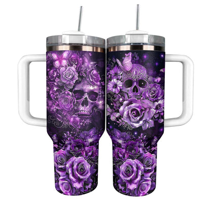 Shineful Glossy Tumbler Magnificent Purple Rose Skull