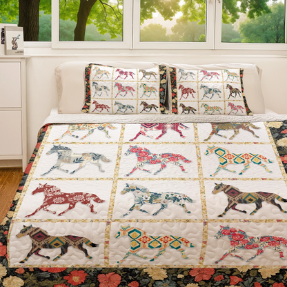 Shineful All Season Quilt 3-Piece Set Horse Equine Elegance