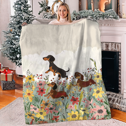 Shineful Fleece Blanket Dachshund Delight