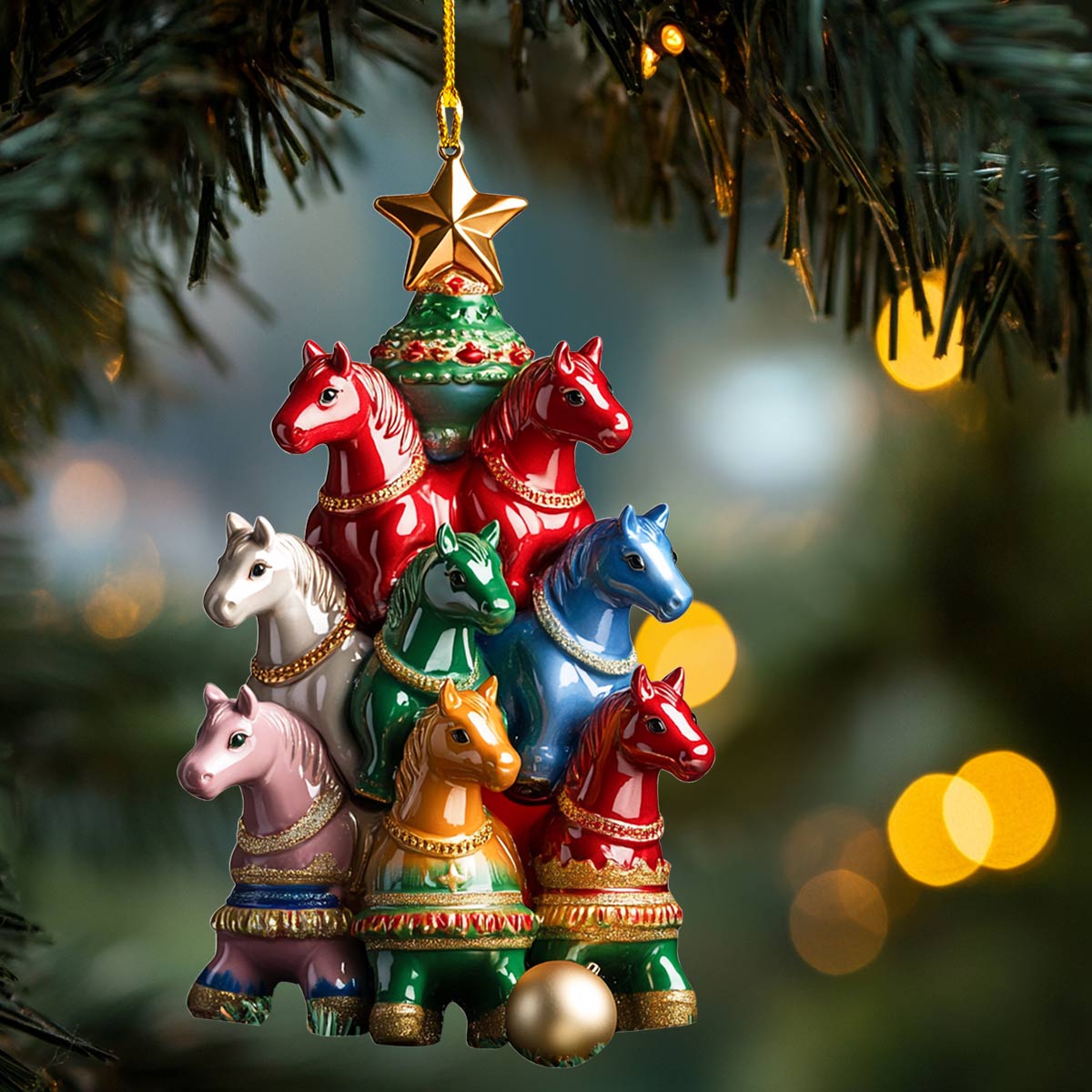 Shineful 2D Acrylic Ornament Horses of Christmas Cheer