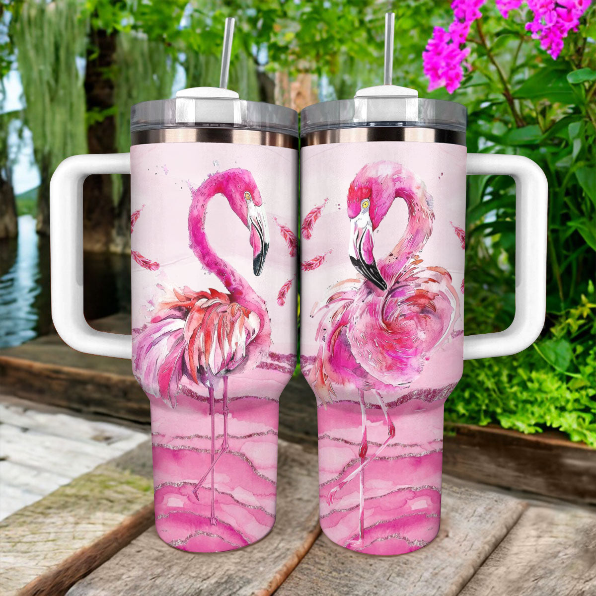 Shineful Tumbler Feathered Flamingo Harmony