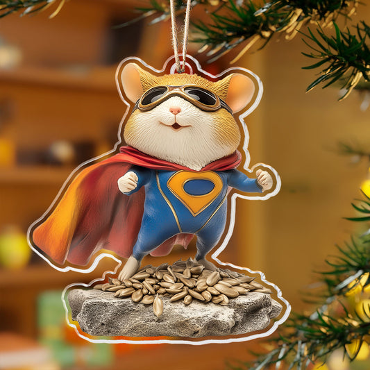 Glänzendes 2D-Acryl-Ornament – ​​Super-Quietschheld: Hamster aus Stahl! 