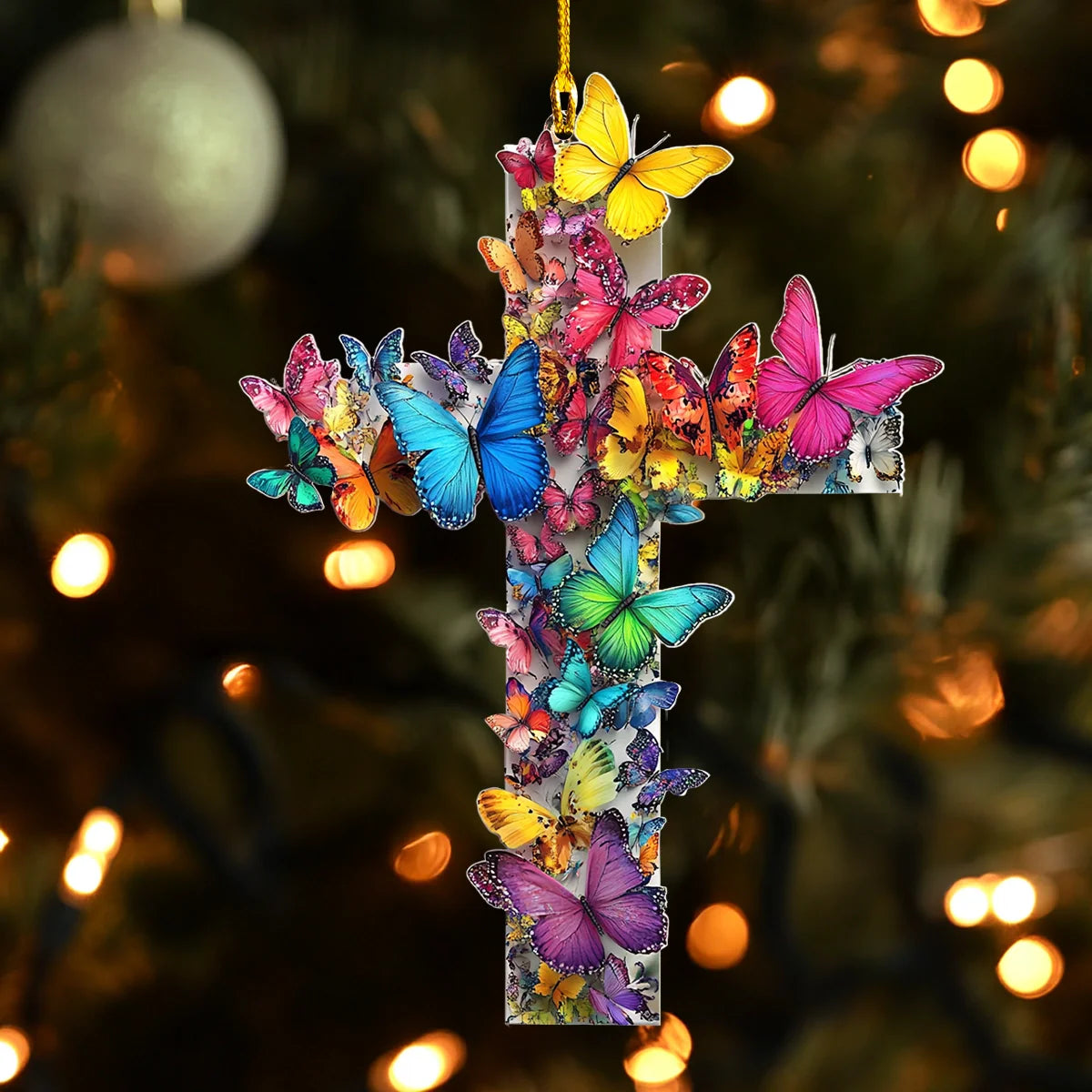 Shineful 2D Acrylic Ornament Butterfly Cross of Transformation