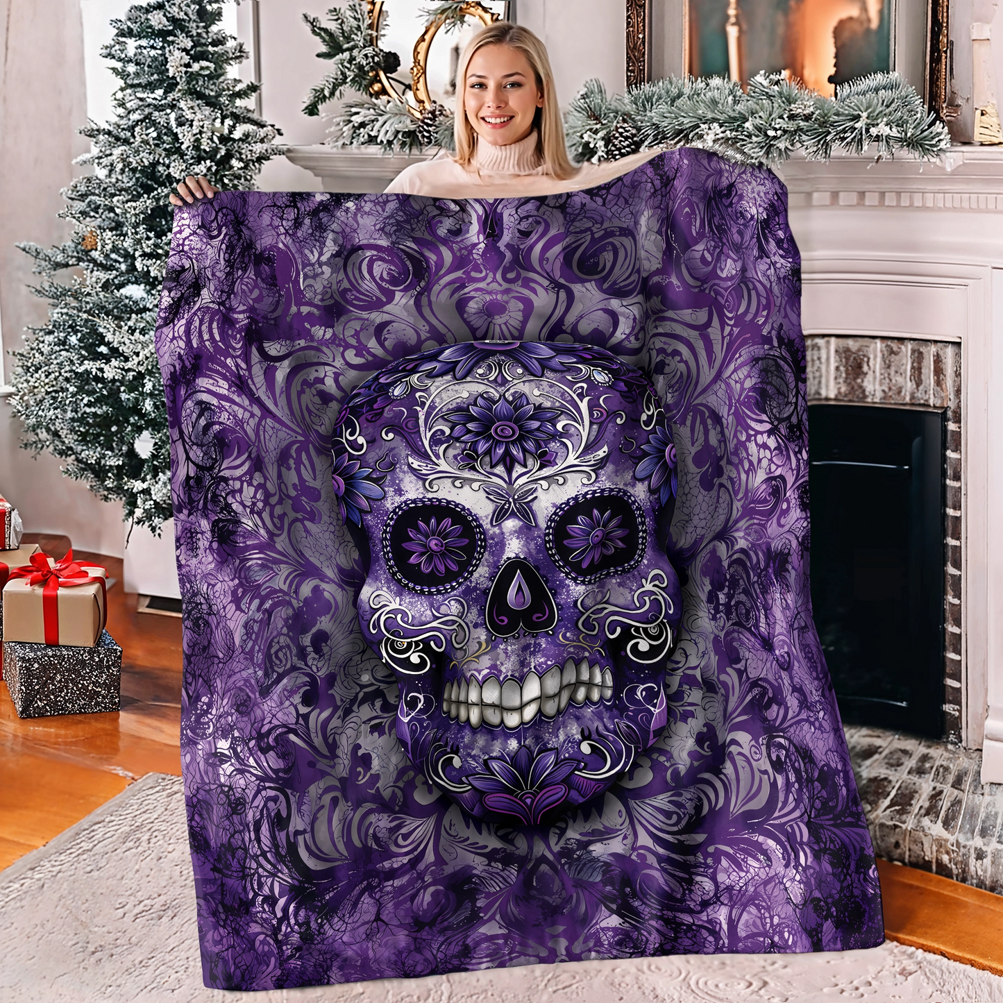 Shineful Fleece Blanket Gorgeous Mandala Skull