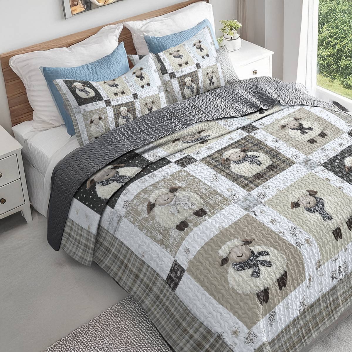 Shineful All Season Quilt 3-Piece Set - Winter Sheep