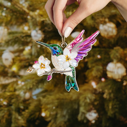 Shineful 2D Acrylic Ornament Blossom Hummingbird