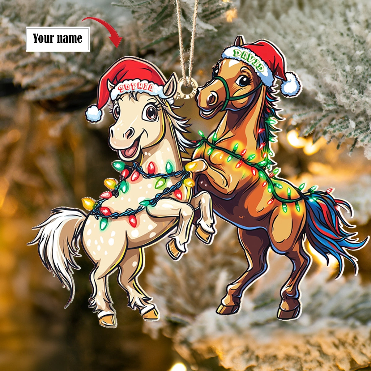 Shineful 2D Acrylic Ornament - Personalized Horse-mas Cheer