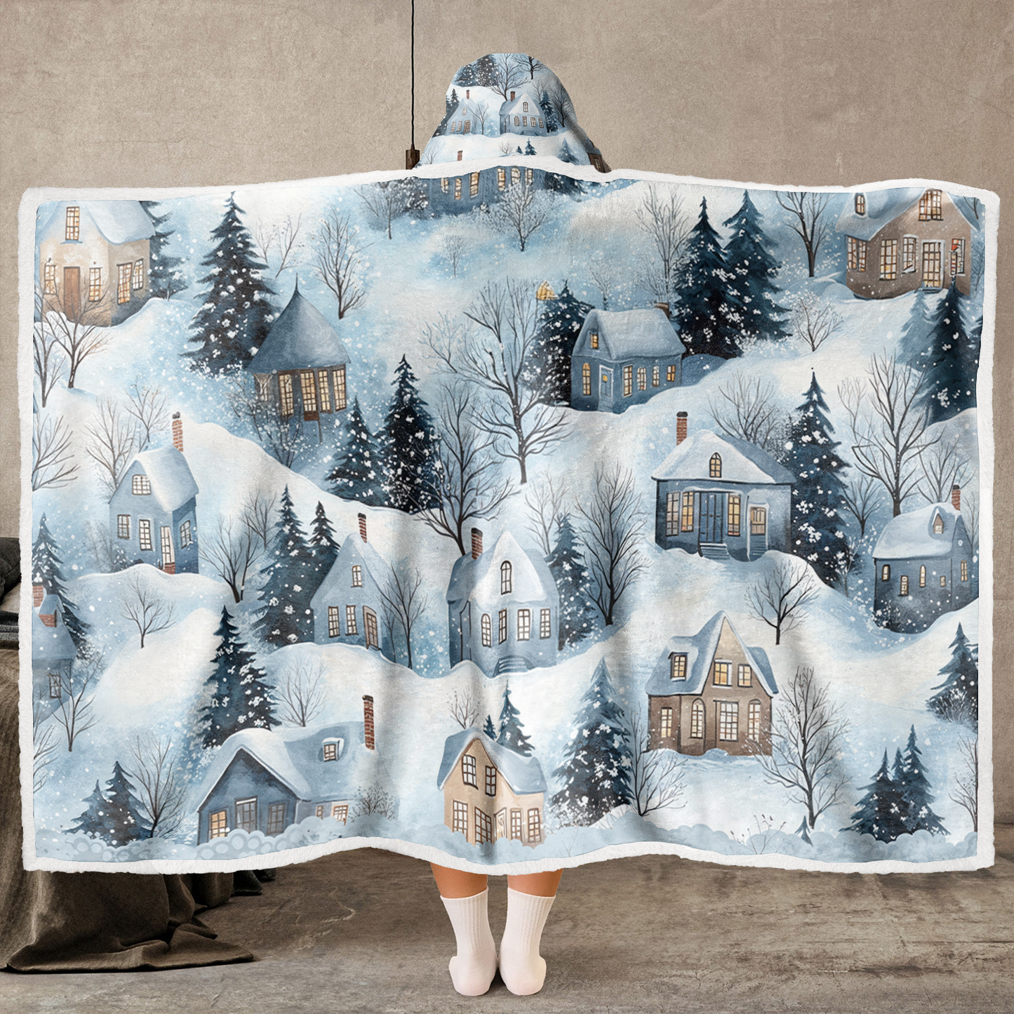 Couverture à capuche portable Shineful - Snow Village