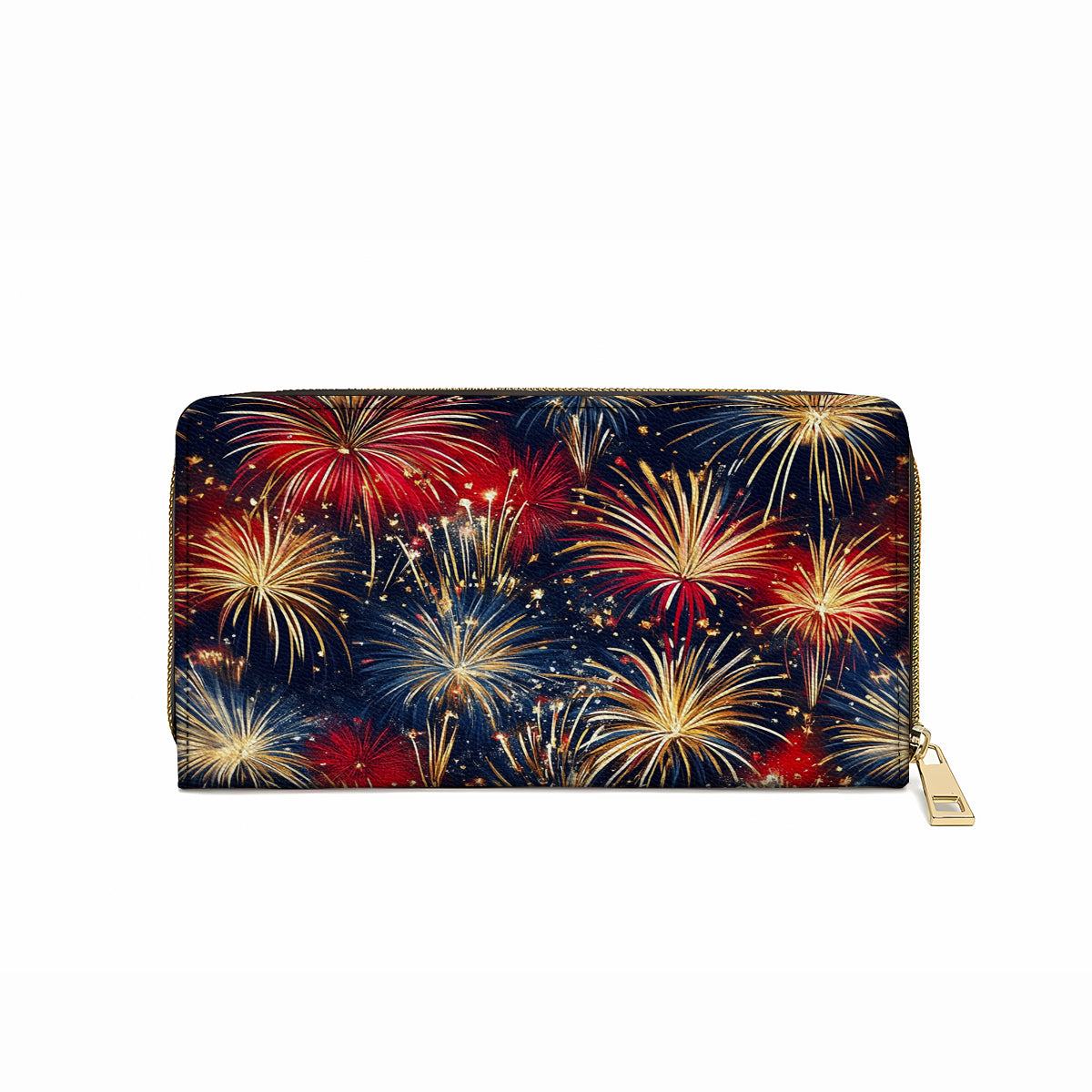 Pochette en cuir brillante avec dragonne et poignée Firework Glam