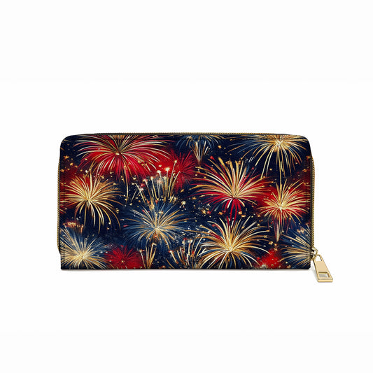 Shineful Leather Clutch Purse With Wristlet Strap Handle Firework Glam