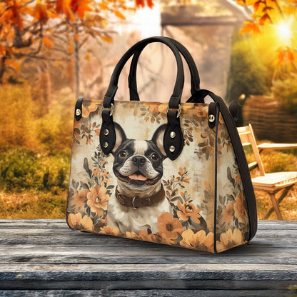 Shineful Leather Bag French Bulldog Floral