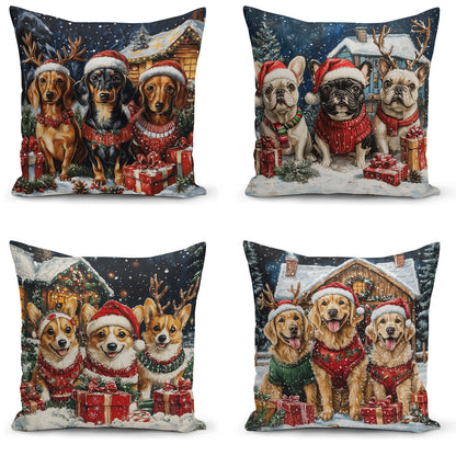 Shineful 2D Print Cushion Cover, Pillowcase, Pillows Covers - Festive Paws Collection