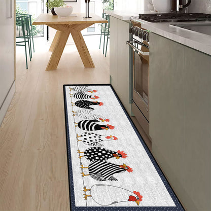 Shineful Ultra-Thin Non Skid Floor Mat, Kitchen Rugs Funny Chicken