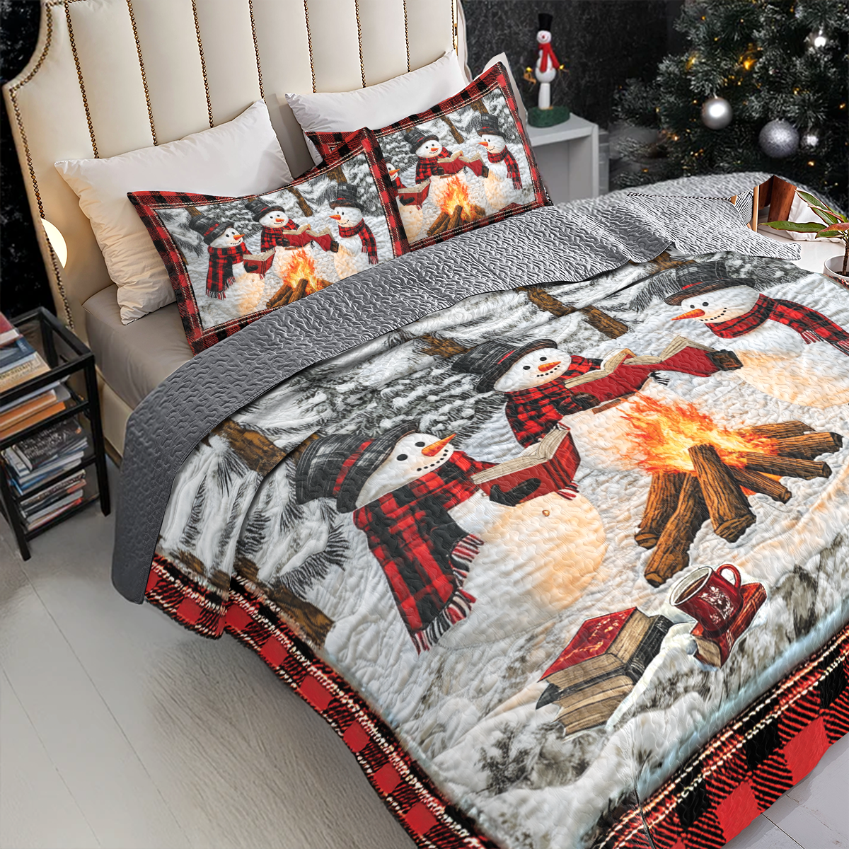 Shineful All Season Quilt 3-Piece Set Red Flannel Bookish Buddies