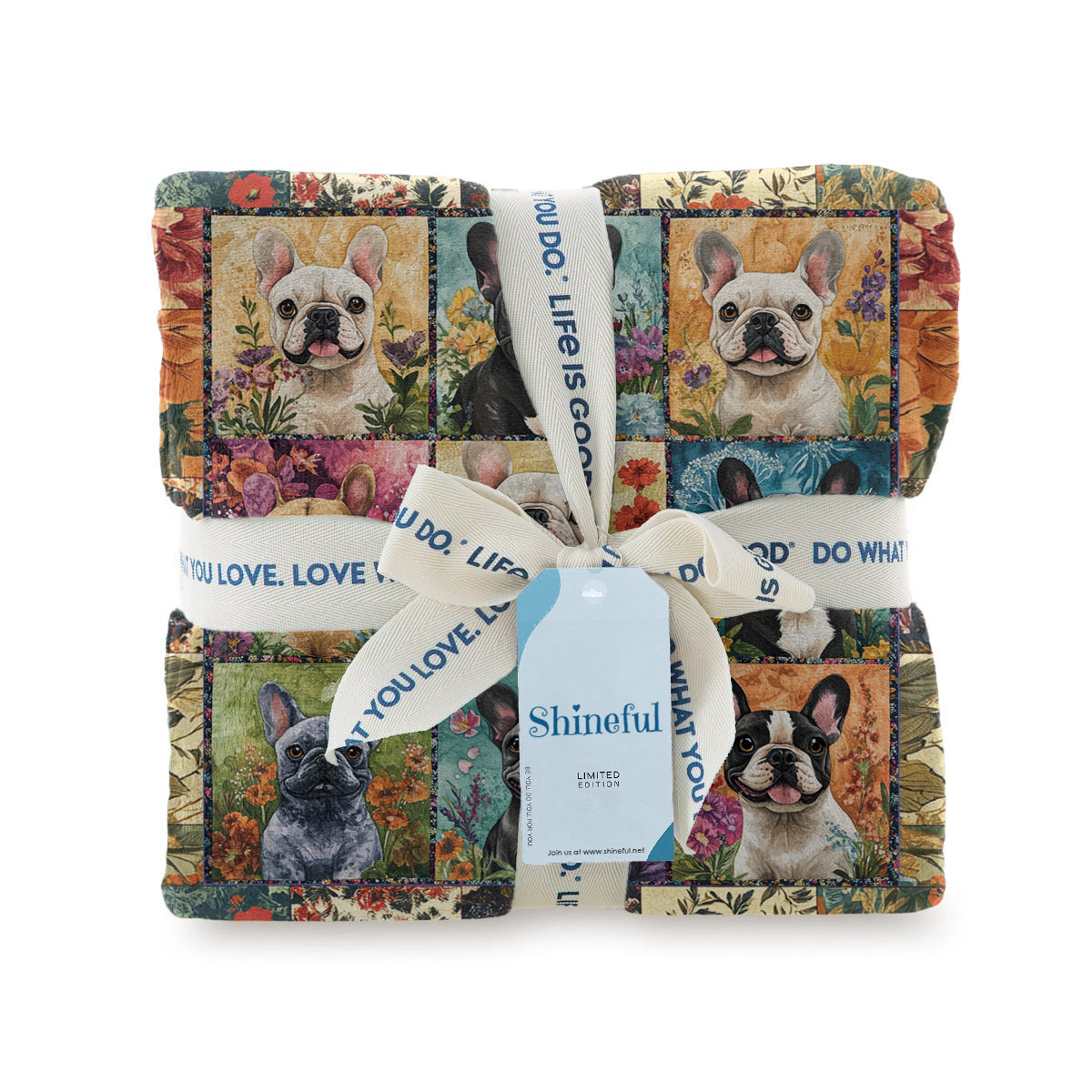 Shineful Fleece Blanket French Bulldog Garden