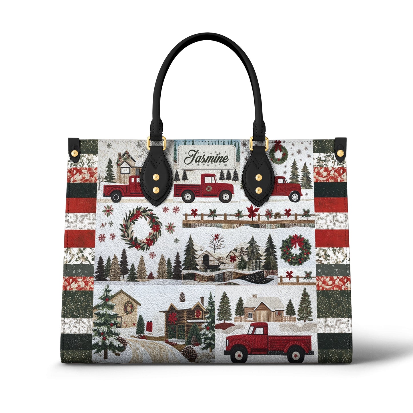 Glänzende Ledertasche Personalisiert Weihnachten Country Truck