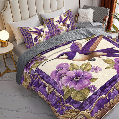 Shineful All Season Quilt 3-Piece Set - Hummingbird Violet Flight