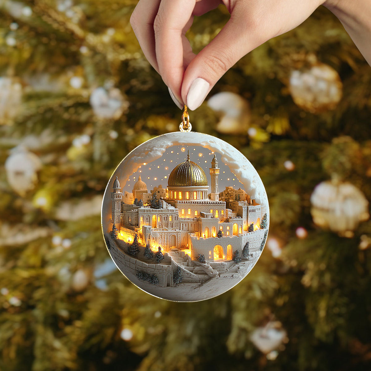 Shineful 2D Acrylic Ornament - Jerusalem’s Golden Glow