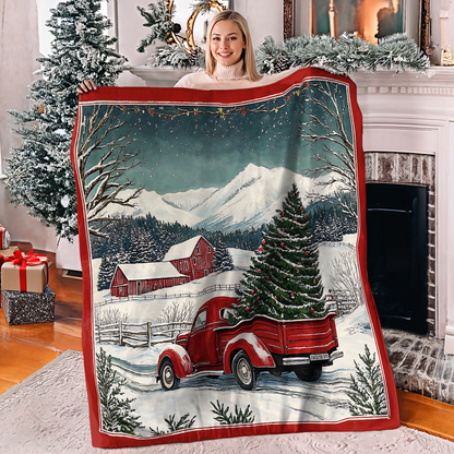 Shineful Fleece Blanket Christmas Farm