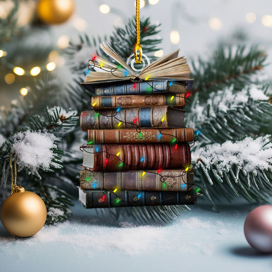 Shineful 2D Acrylic Ornament - Book Lover's Holiday