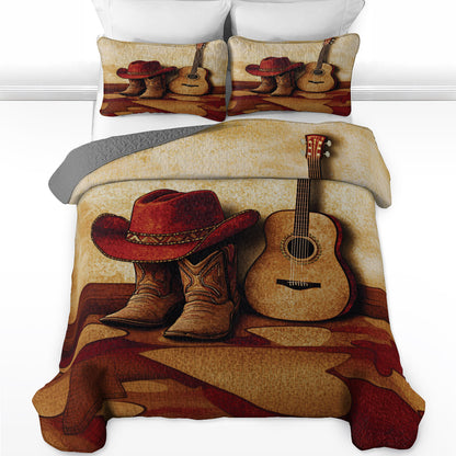 Shineful All Season Quilt 3-Piece Set Cowboy Music Soul