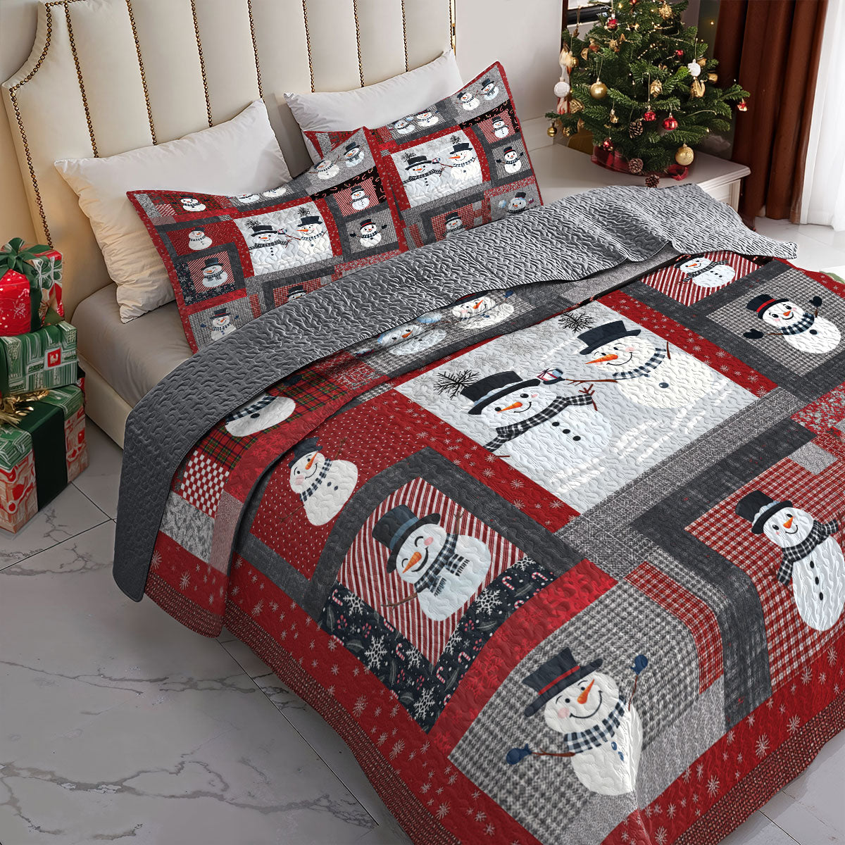 Shineful All Season Quilt 3-Piece Set Playful Snowmen