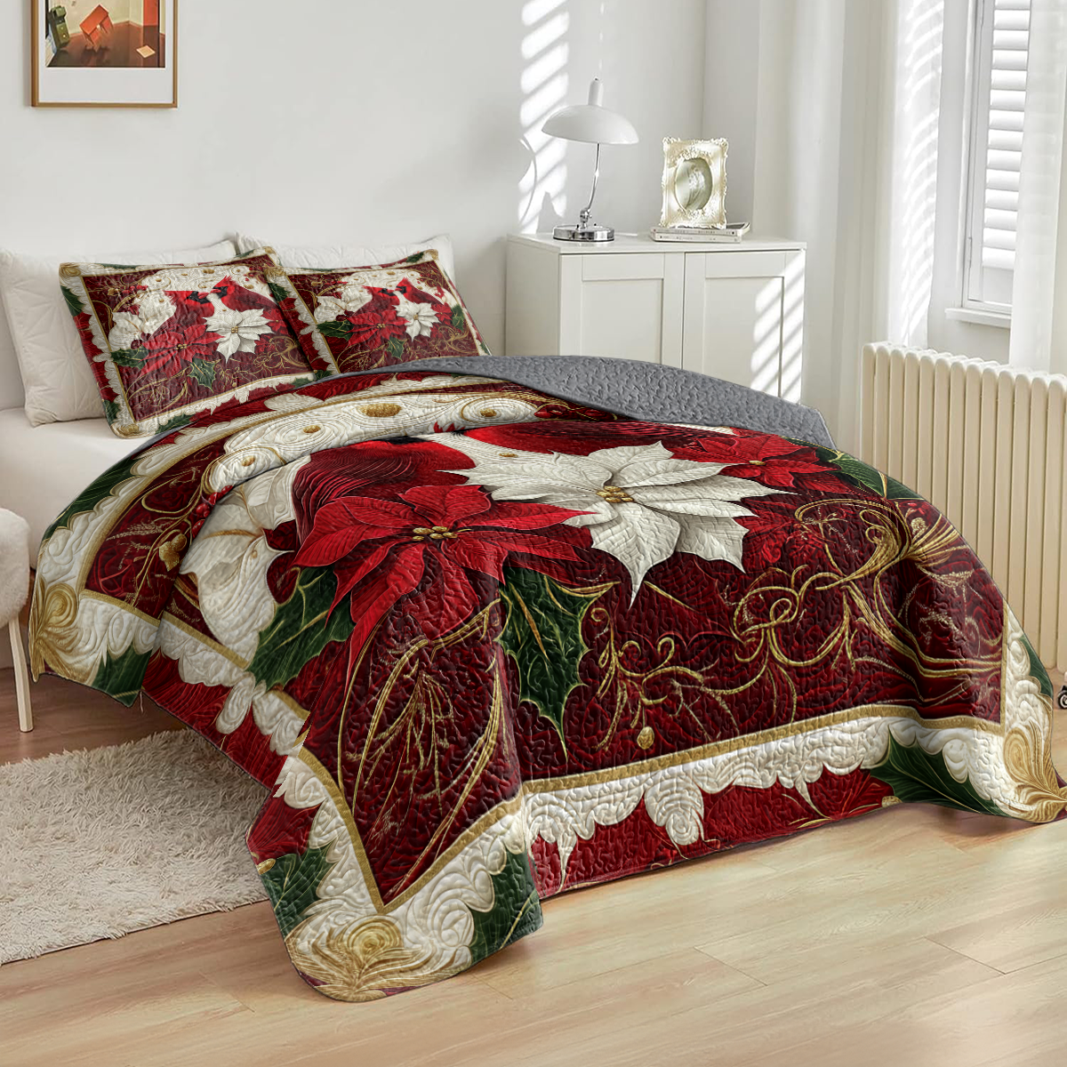 Shineful All Season Quilt 3-Piece Set Cardinal Love