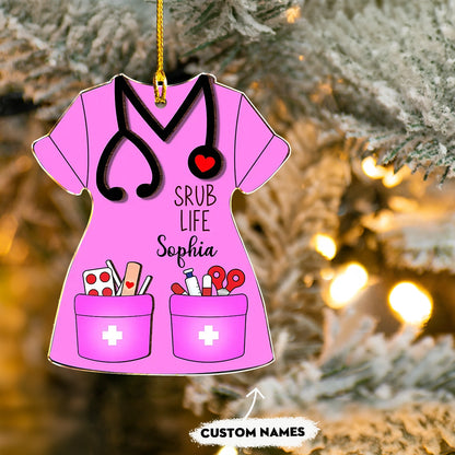 Shineful 2D Acrylic Ornament Personalized Nurse Scrub Life