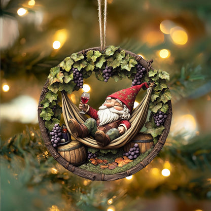 Shineful 2D Acrylic Ornament - Gnome & Wine Christmas