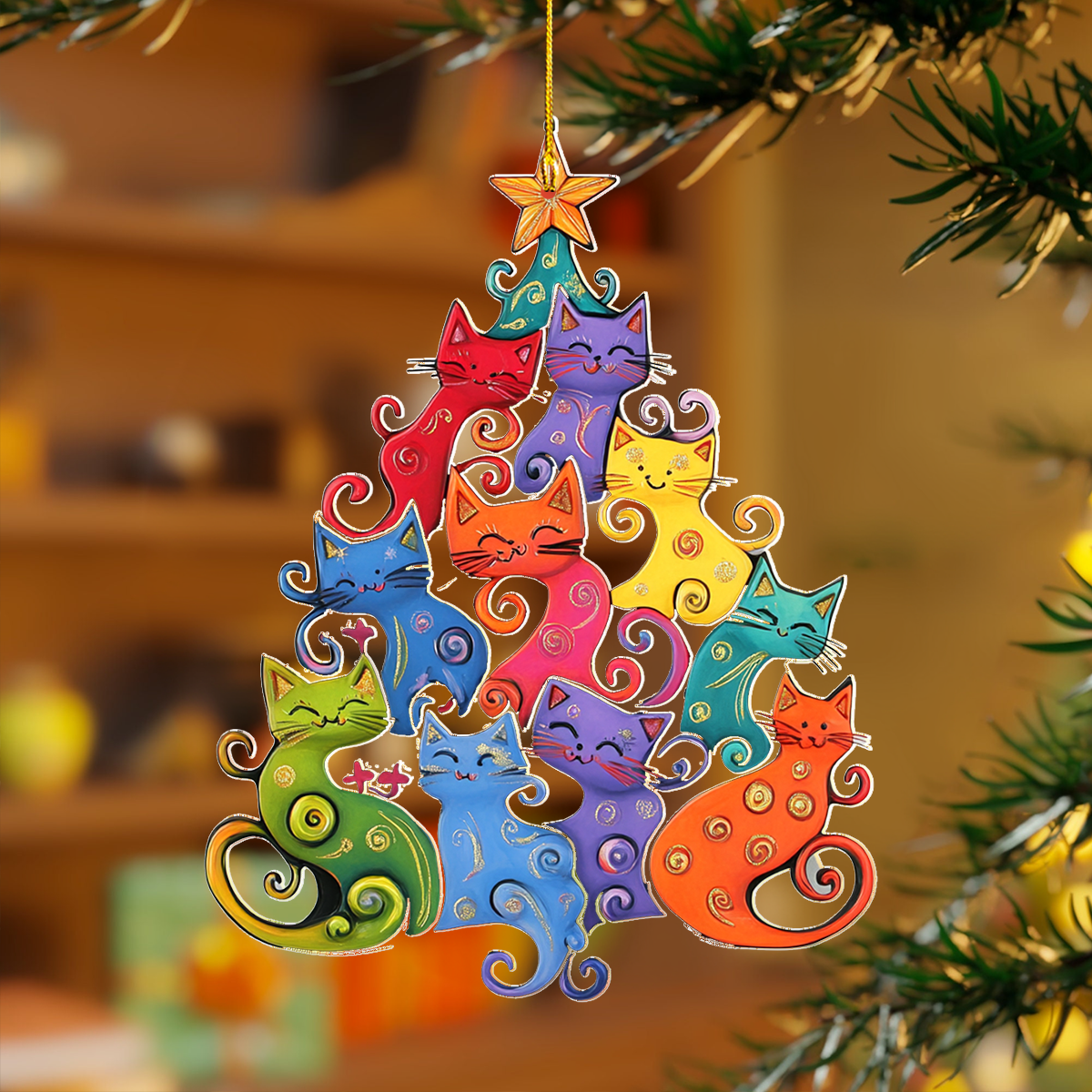 Shineful 2D Acrylic Ornament - Purrfect Catmas Tree