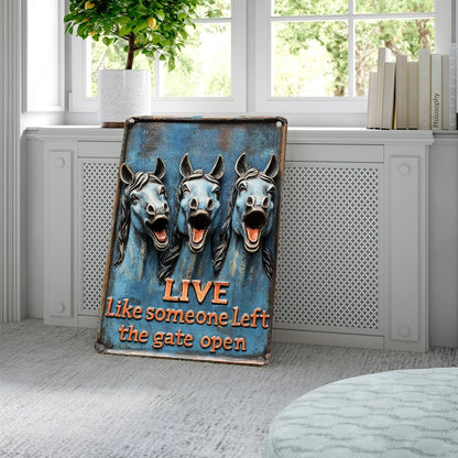 Shineful 2D Metal Sign Live Free Horses