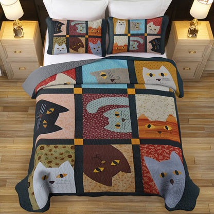 Shineful All Season Quilt 3-Piece Set Feline Fun