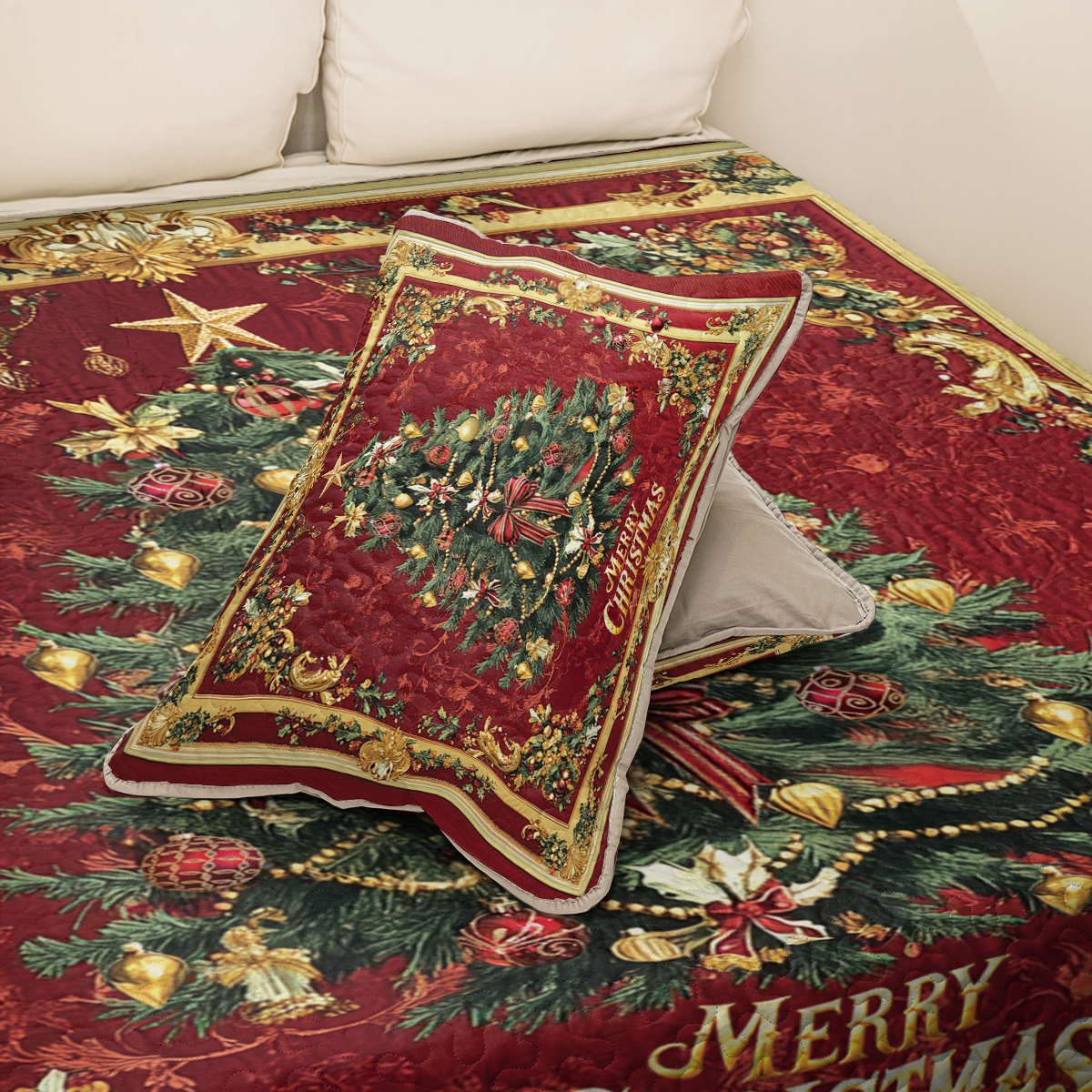 Shineful All Season Quilt 3-Piece Set Royal Christmas Tree