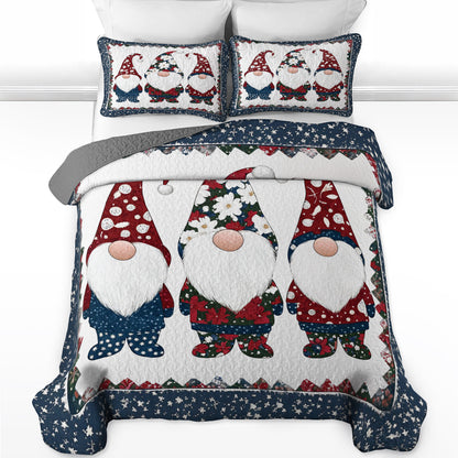 Shineful All Season Quilt 3-Piece Set Winter Gnome Triplet