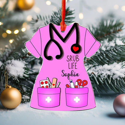 Shineful 2D Acrylic Ornament Personalized Nurse Scrub Life