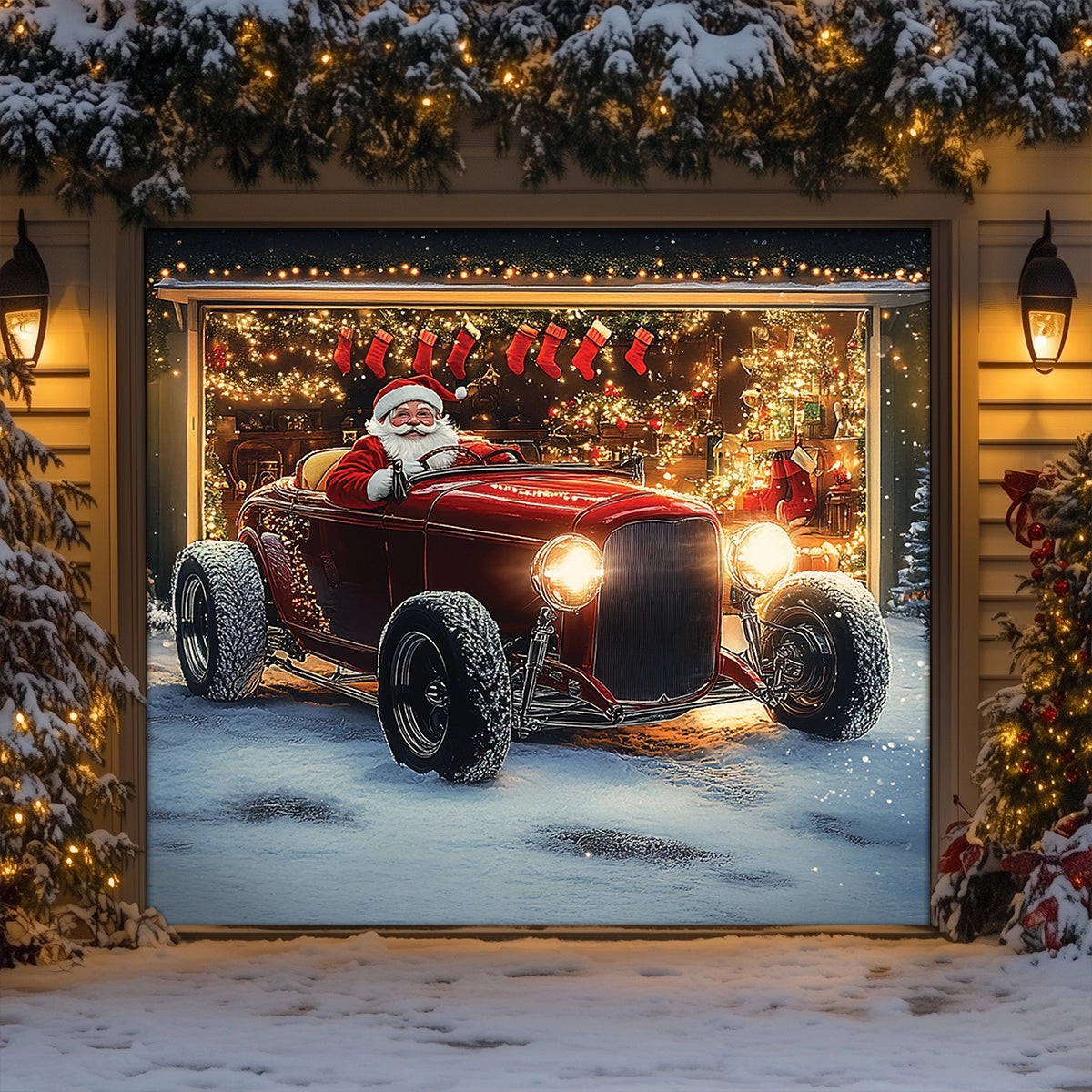 Shineful Garage Door Banner Decoration - Holiday Christmas Car
