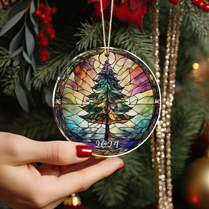 Shineful 2D Acrylic Ornament 2024 Festive Stained