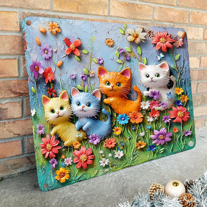 Shineful 2D Flat Print Metal Sign Cute Kitten