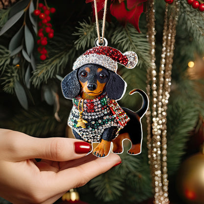 Shineful 2D Acrylic Ornament Christmas Dachshund Collection