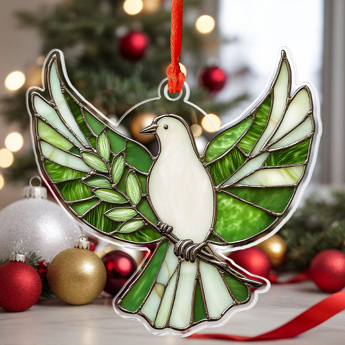 Shineful 2D Acrylic Ornament - Dove And Olive Branch