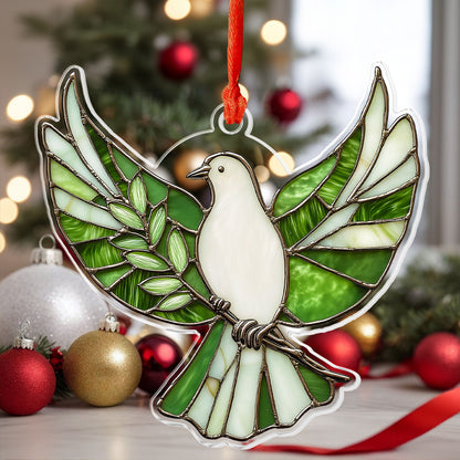 Shineful 2D Acrylic Ornament - Dove And Olive Branch