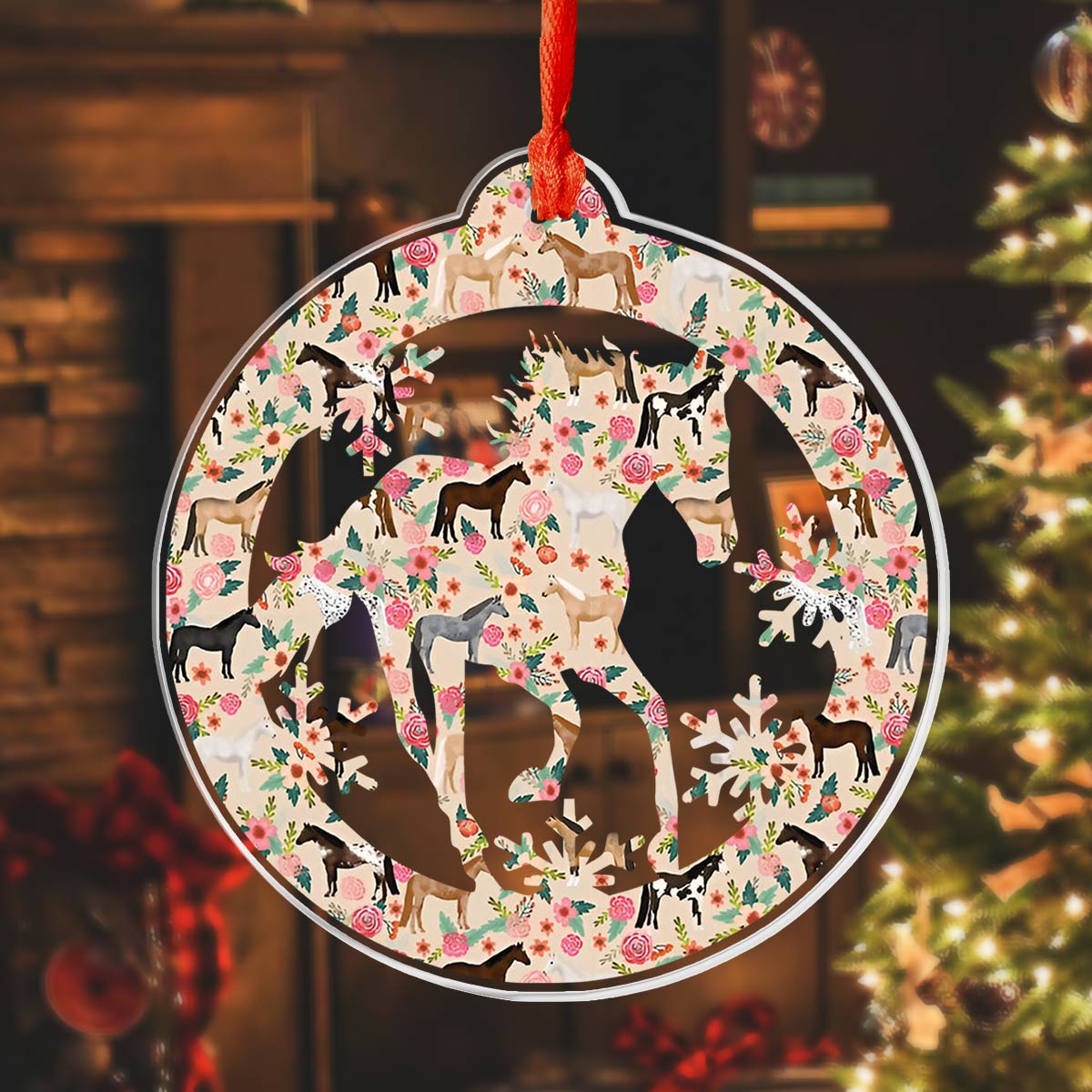 Shineful 2D Acrylic Ornament Floral Horse