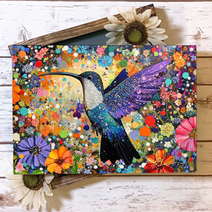 Shineful 2D Metal Sign Sample Vibrant Hummingbird