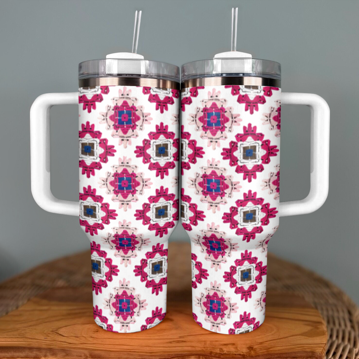 Shineful Tumbler Crochet Granny/Mom Pink Square Blanket KL30