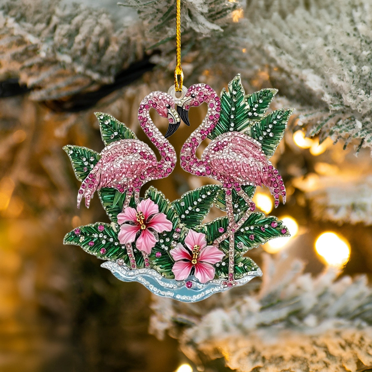 Shineful Acrylic Ornament Love in Paradise Flamingo