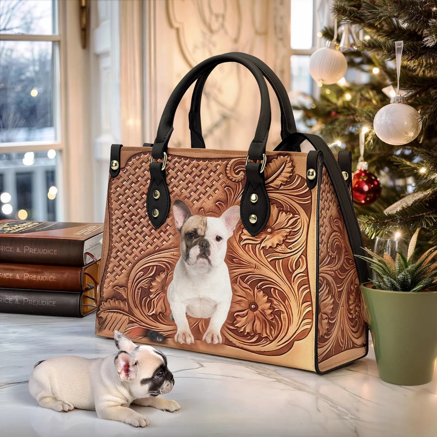 Shineful Leather Bag French Bulldog Elegance