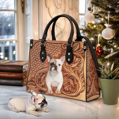 Sac en cuir brillant Bouledogue français Élégance