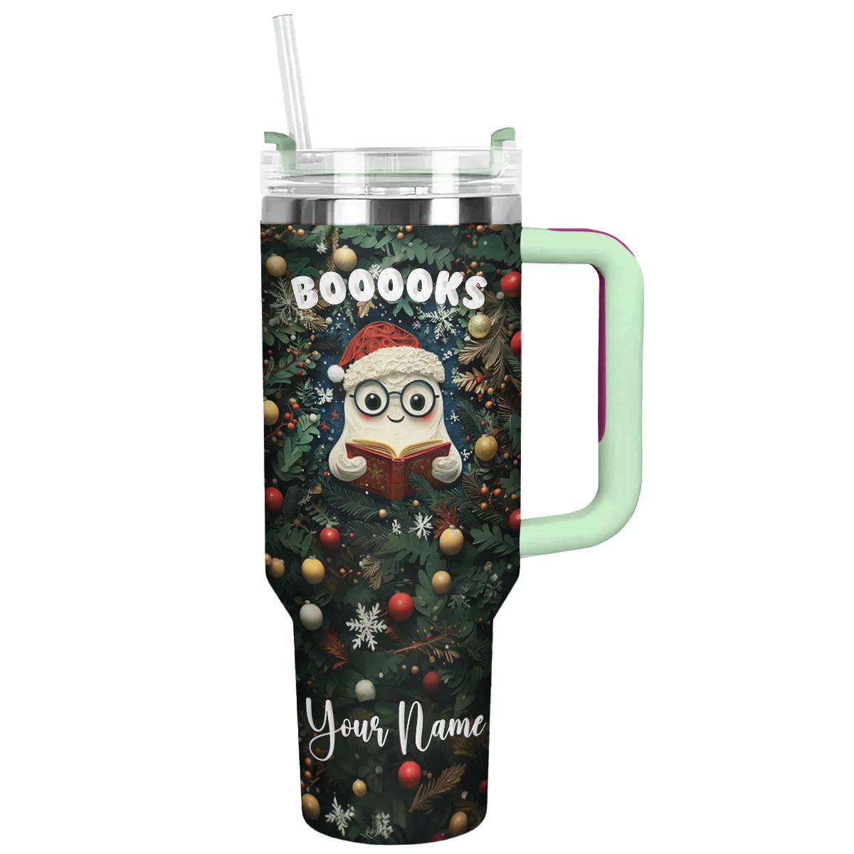 Shineful Glossy Tumbler Personalized Holiday Bookworm