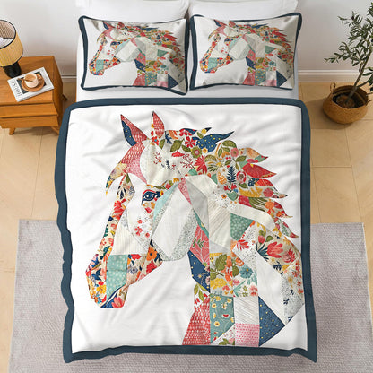 Shineful 3 Pieces Duvet Cover Set - Charming Floral Horse