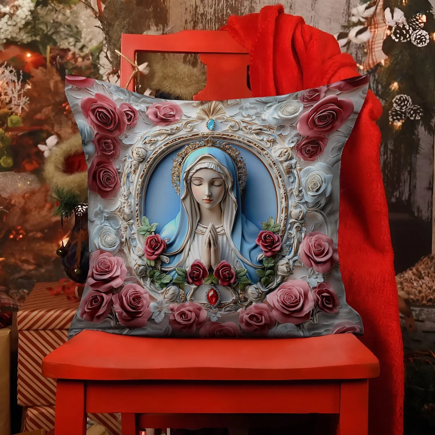 Shineful 2D Print Cushion Cover, Pillowcase, Pillows Covers - Sacred Heart Virgin Mary